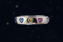 Rainbow Hearts – Multi-Color CZ Band Ring