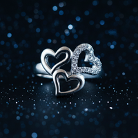 Three of Hearts – CZ Halo Sterling Silver Ring