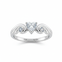 Winged Heart – 5mm CZ Heart Ring