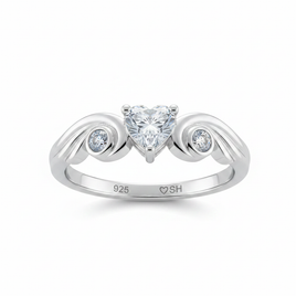 Winged Heart – 5mm CZ Heart Ring